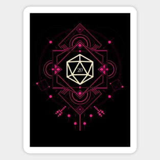 Esoteric Pink Polyhedral D20 Dice of the Witch Magnet